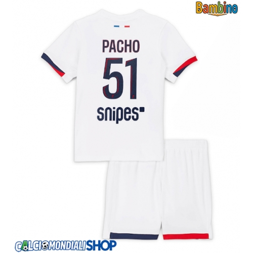 Maglie da calcio Paris Saint-Germain Willian Pacho #51 Seconda Maglia Bambino 2025-26 Manica Corta + Pantaloni corti)